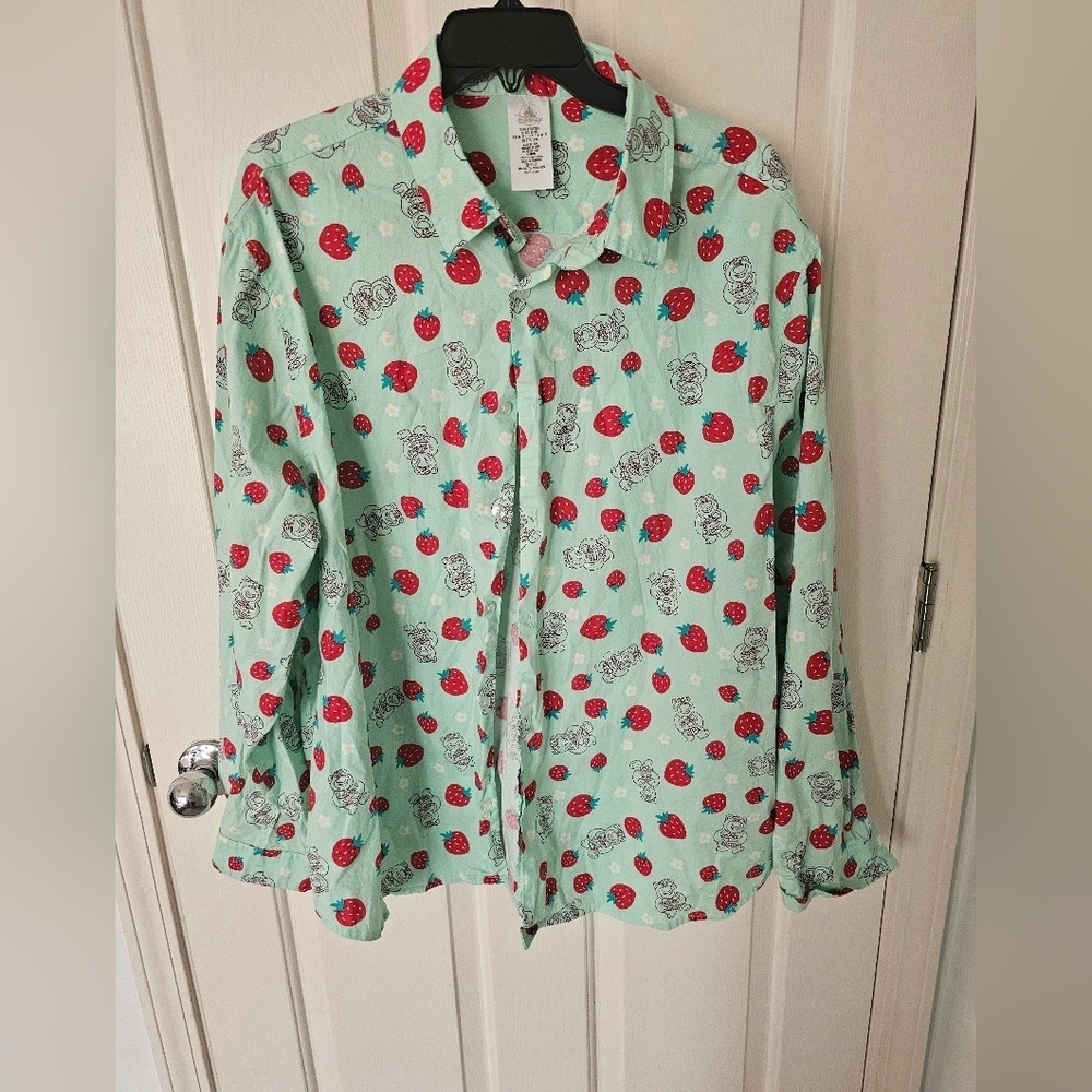 Disney Parks Pixar Toy Story Lotso Strawberries Button Down Shirt Size XXL